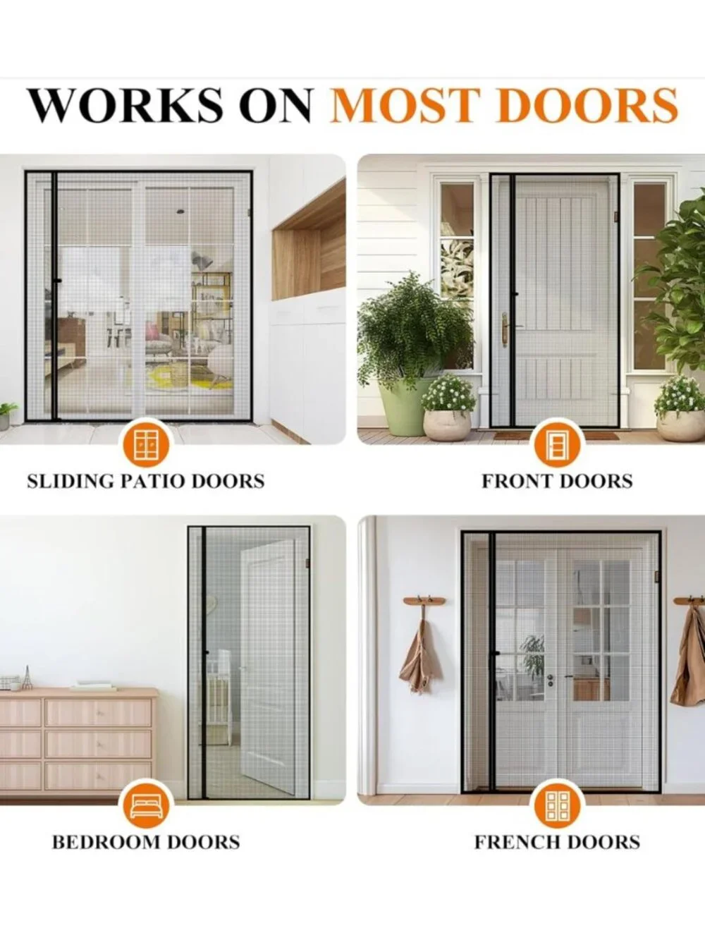 MAGZO Magnetic Black Mesh Reversible Screen Door - 36'' x 80'' NEW